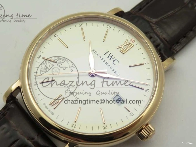 MIROTIME 0126 Portofino Automatic RG FKF 1:1 Best Edition White Dial on Brown Leather Strap A Practical 7140